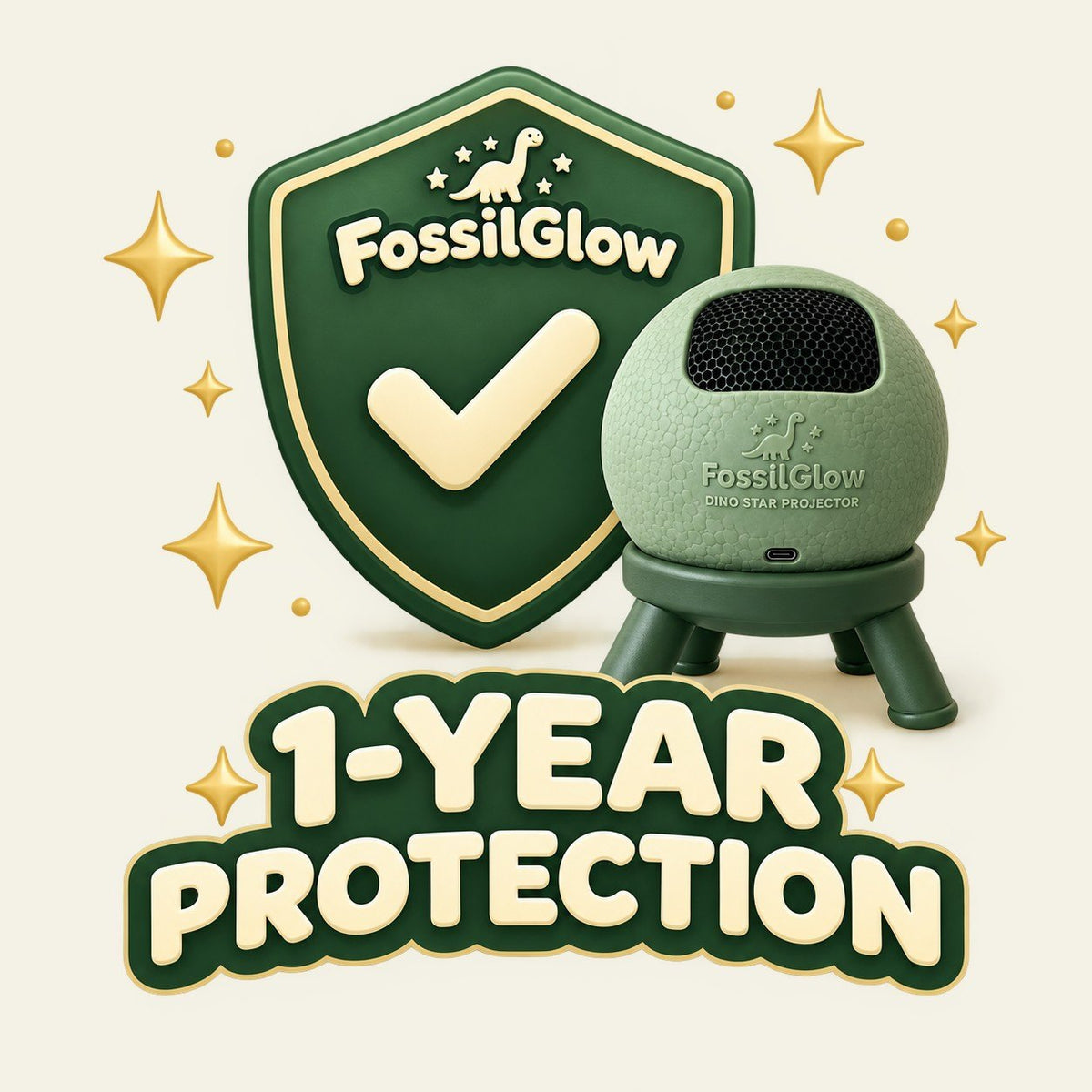 FossilGlow 1-year protection plan badge