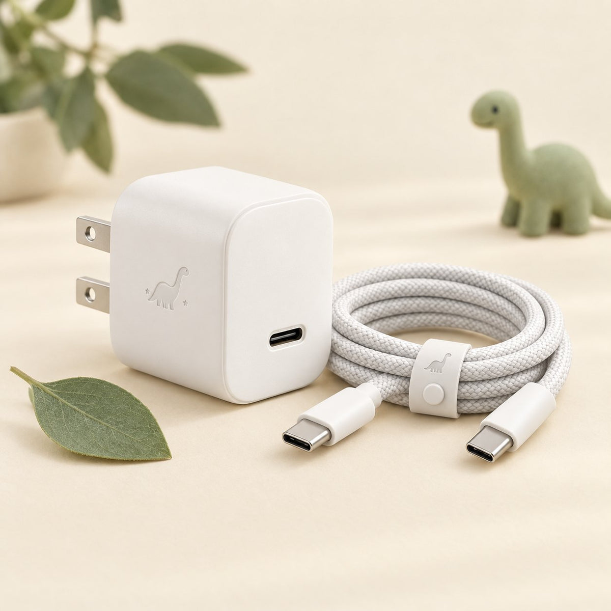 White USB-C wall adapter with cable